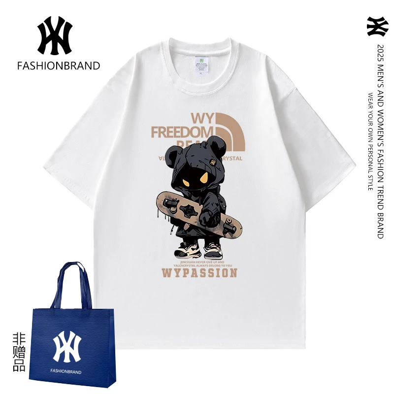 WY夏季潮牌纯棉休闲潮流上衣2025情侣同款T恤男女同款