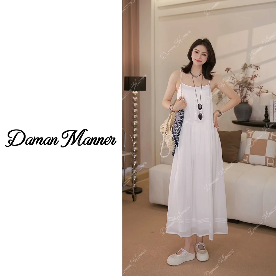 DAMAN | 苎麻吊带连衣裙高级感温柔气质方领夏季长裙DM6866