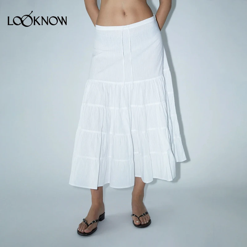 PALOMA WOOL设计师品牌LOOKNOW2025年春季新款白色暗纹长裙