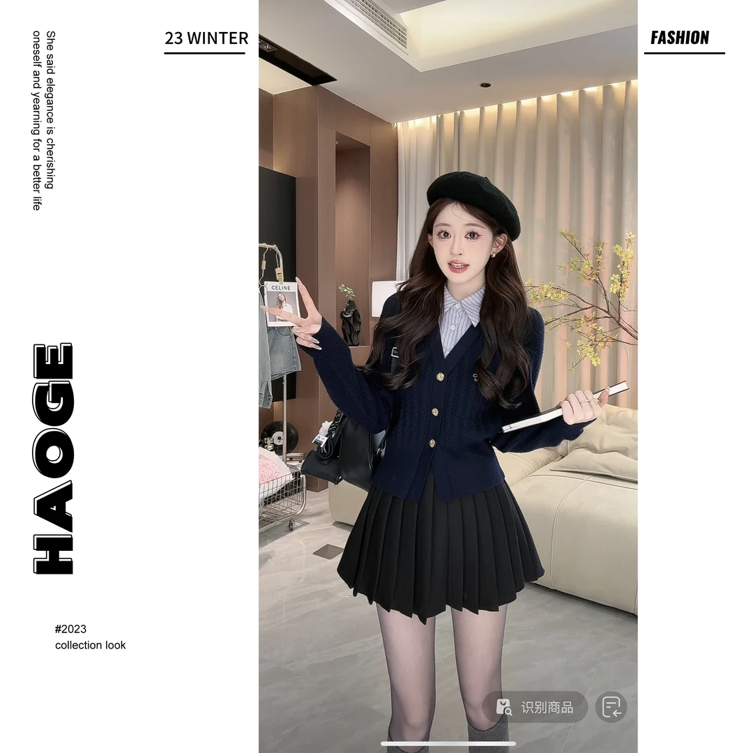 西恩严选●匹诺曹FFQ3SY0057毛衣百搭春季针织假两件莫奈花园风