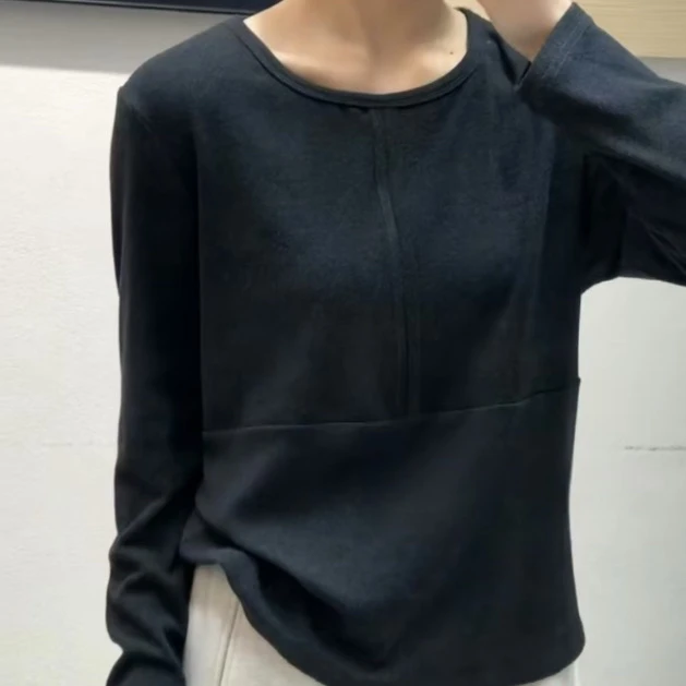 妮妮家6135冬季新款设计感百搭显瘦长袖打底衫