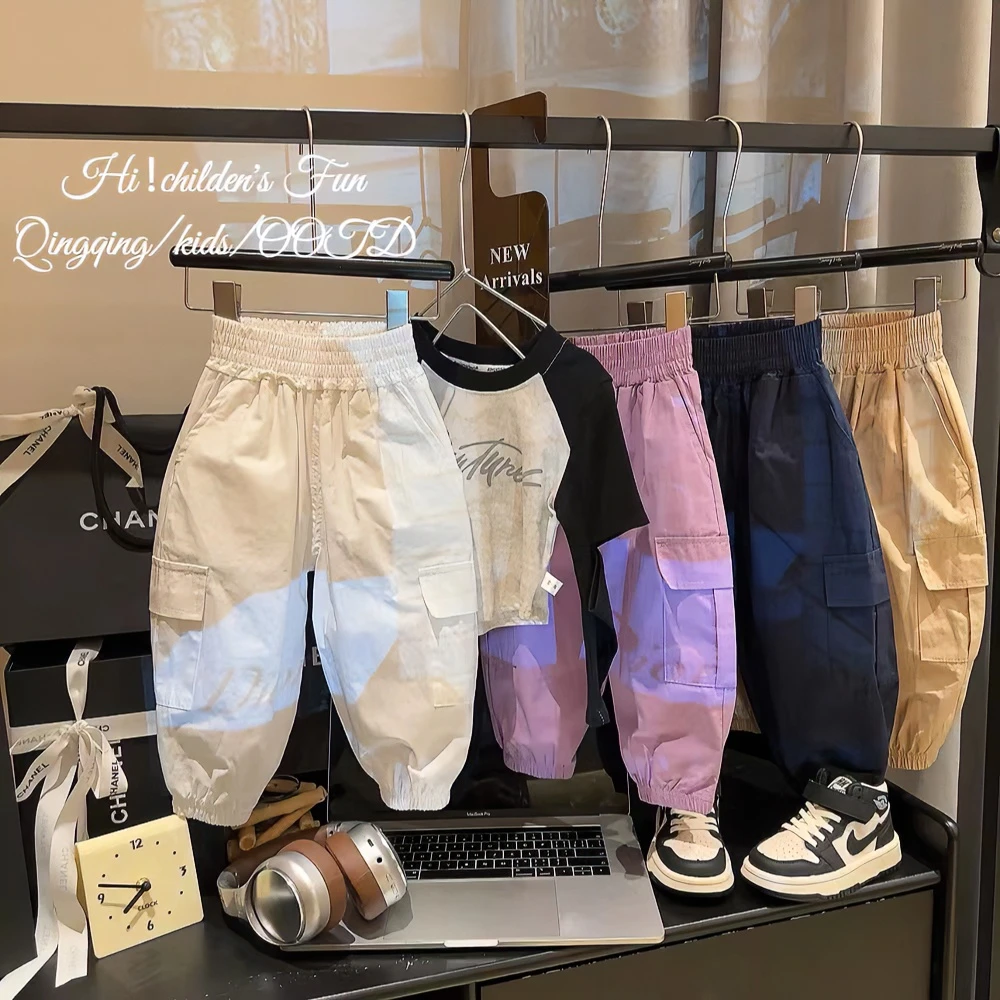 韩版儿童裤子中小男女宝宝时尚百搭工装裤休闲裤帅气潮流宽松