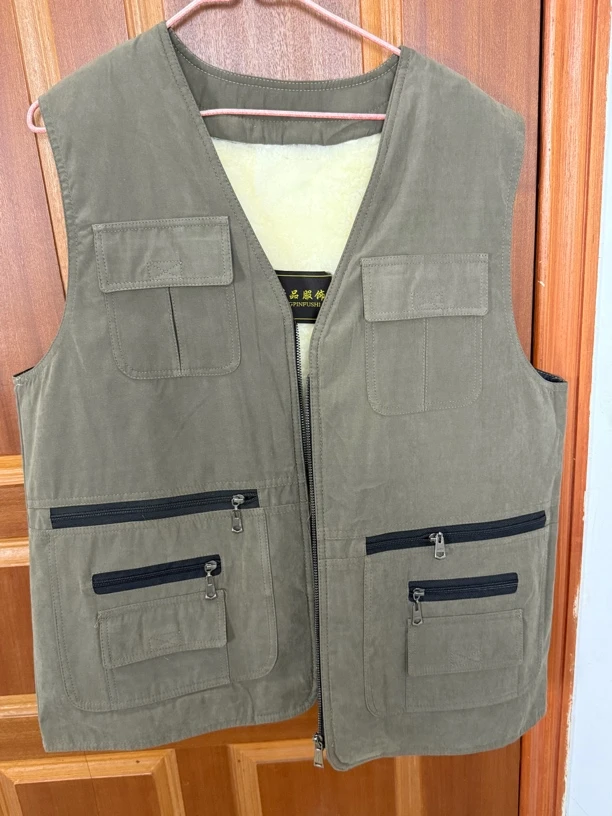 皮毛一体羊皮马甲保暖工作服钓鱼秋冬四季通用绗缝男原色羊皮马甲