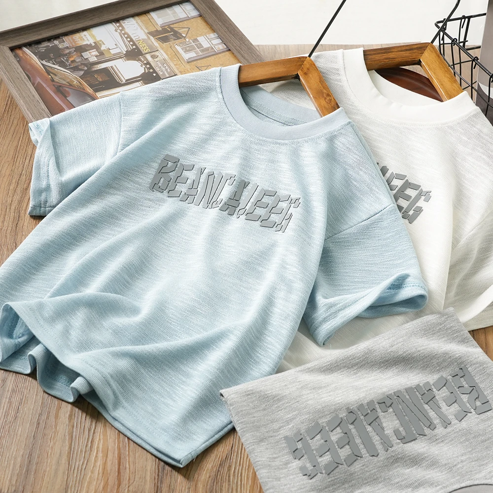 夏季款立体字母冰凉透气短袖T恤中大童儿童轻薄半袖上衣MT25100