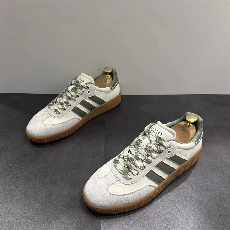 潮牌男板鞋2025秋季新款德训鞋时尚百搭男鞋低帮软底运动休闲板鞋