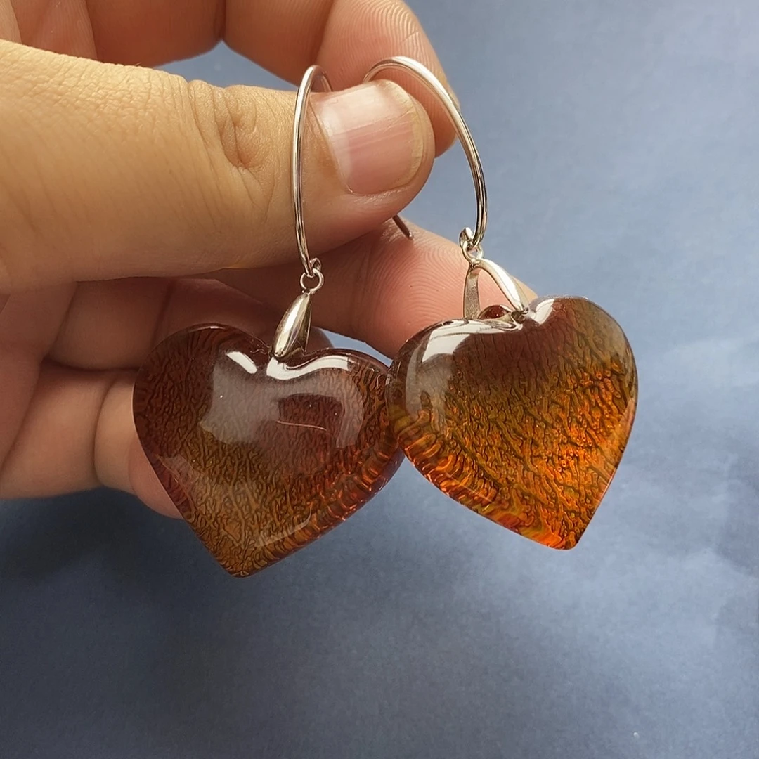 琥珀未镶嵌裸石耳坠