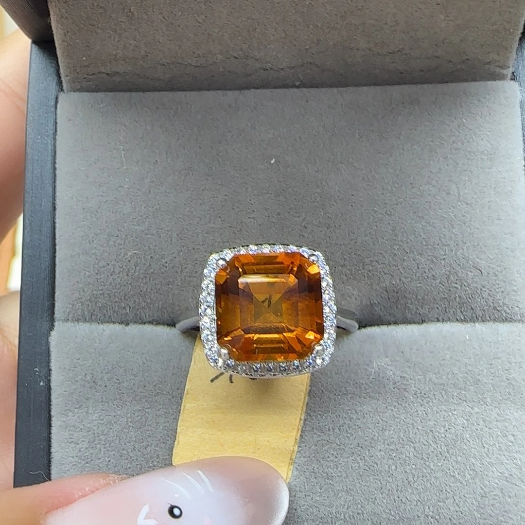 水晶珠宝半成品银S925镶嵌纯天然无优化黄水晶Q