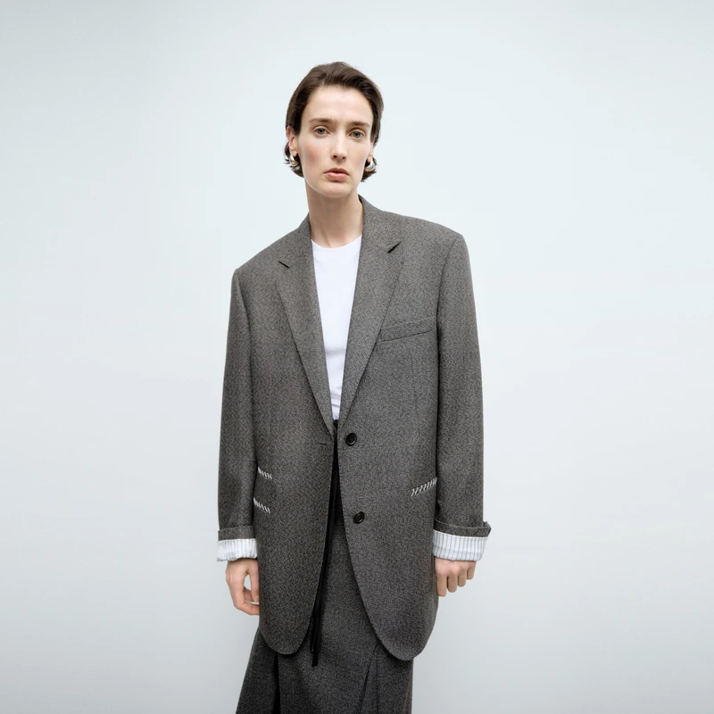 【商场同款新品】edition2025春季绵羊毛花呢西装外套#EBE1BLA027