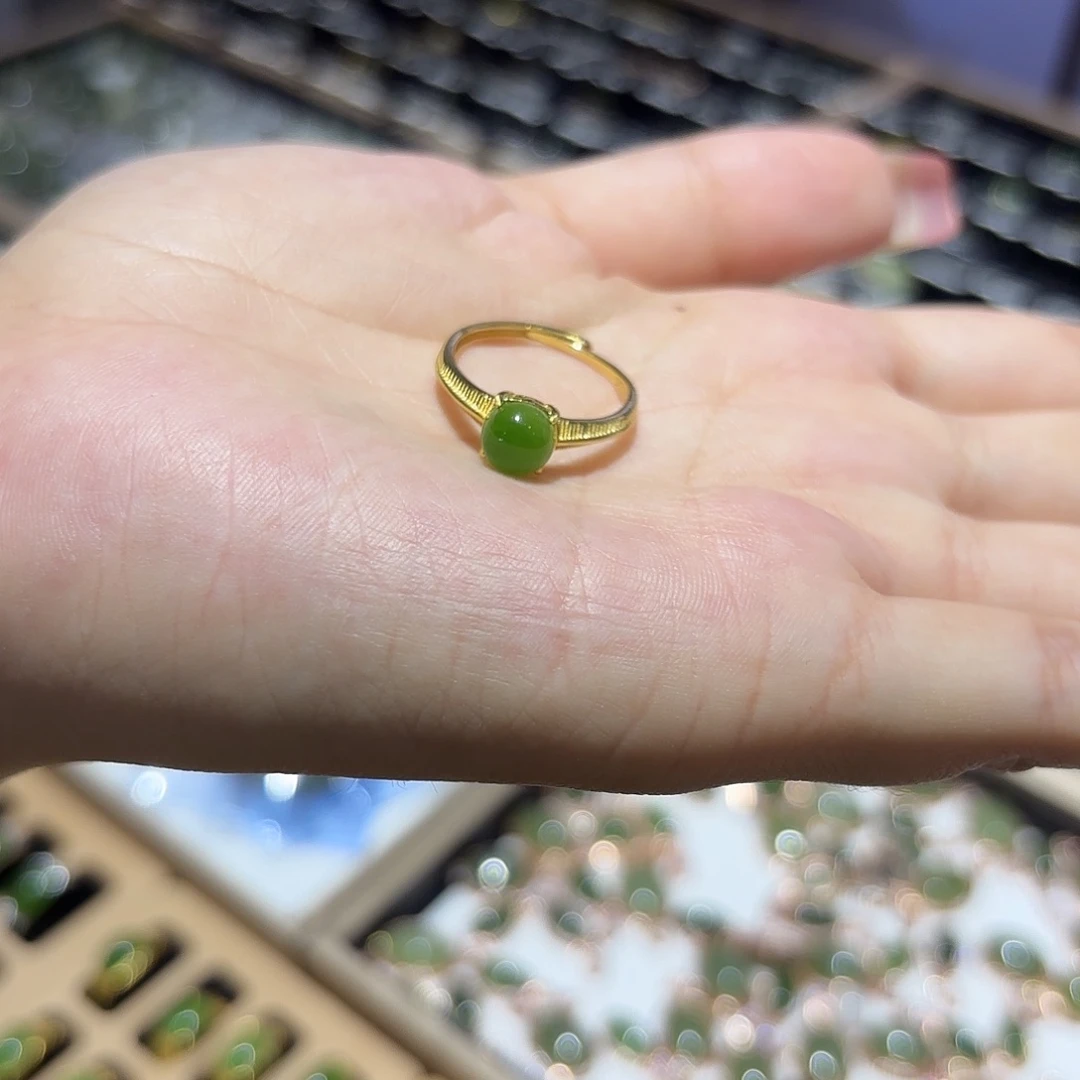 和田玉戒指银S925镶嵌