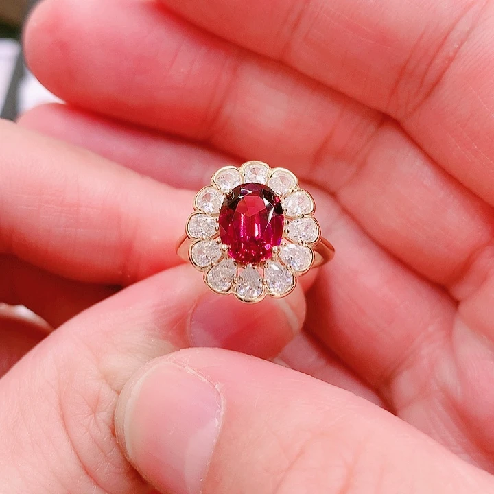 石榴石戒指银S925镶嵌