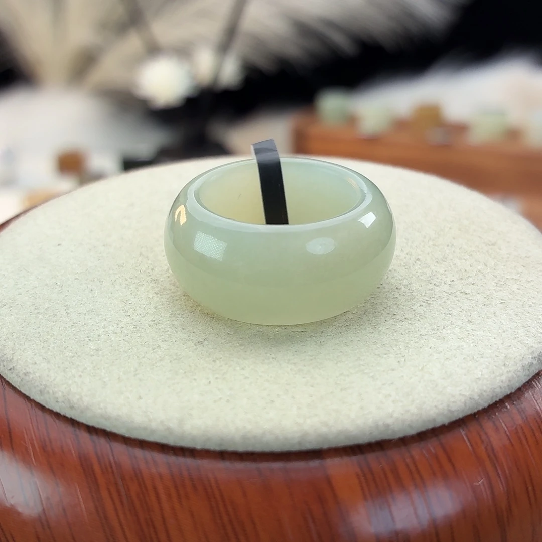 和田玉未镶嵌戒指i18奶蓝墩墩18.1mm
