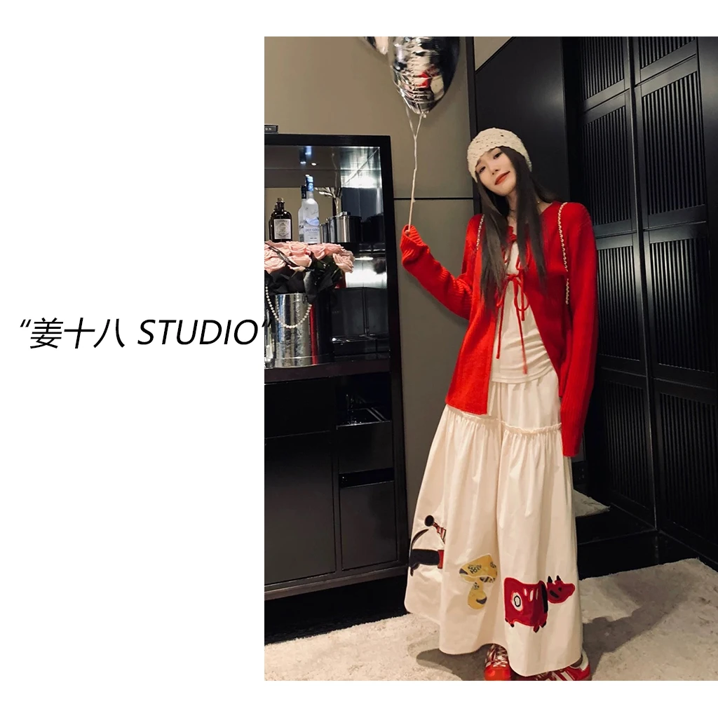 姜十八-「极乐事件」韩国单！春夏款大下摆刺绣潮流半身蛋糕长裙