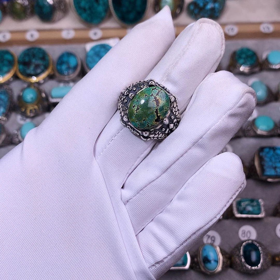 绿松石挂件银S925镶嵌