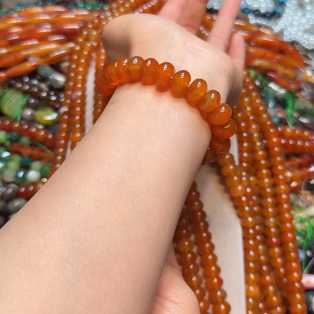 玛瑙/玉髓合金珠宝半成品12mm溏心玛瑙算盘一条