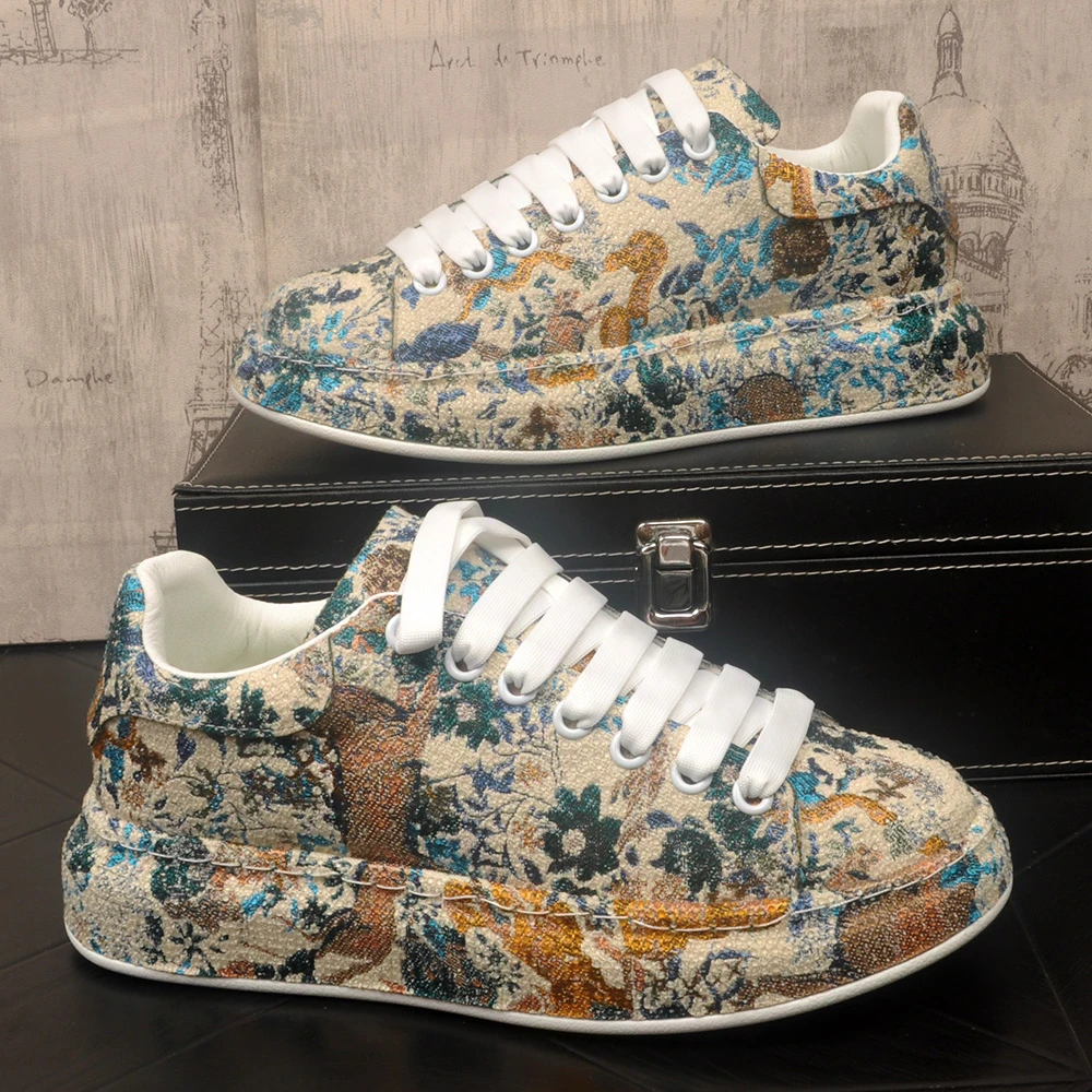 欧洲站时尚个性潮鞋2025新款增高厚底男鞋子设计感小众亮片休闲鞋