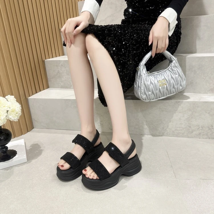 （孤品）凉鞋11休闲凉鞋女显瘦时装凉鞋夏季坡跟凉拖厚底韩版沙滩鞋