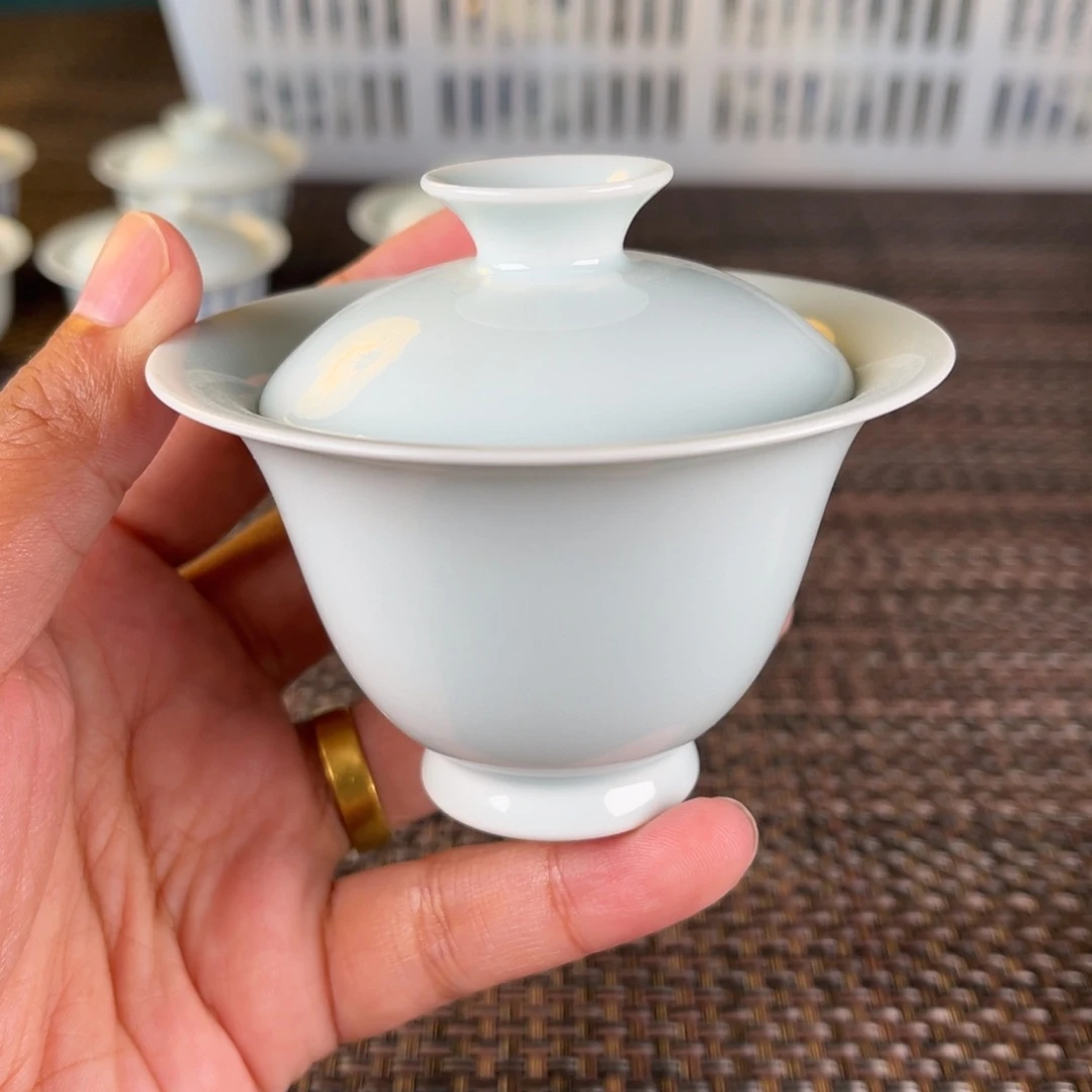 瓷片微瑕景德镇陶瓷盖碗