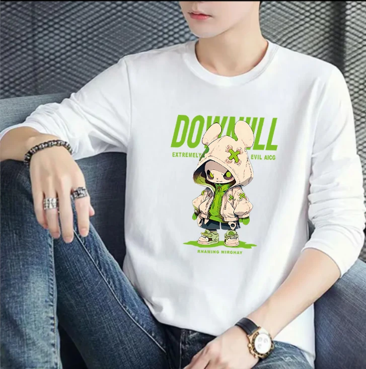 2024新款潮流圆领印花长袖时尚休闲百搭情侣宽松多种图案可选