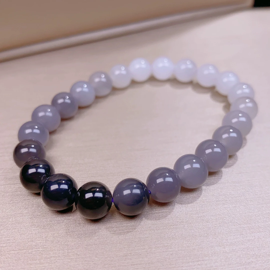烟紫渐变珠串天然和田玉简单大气百搭款