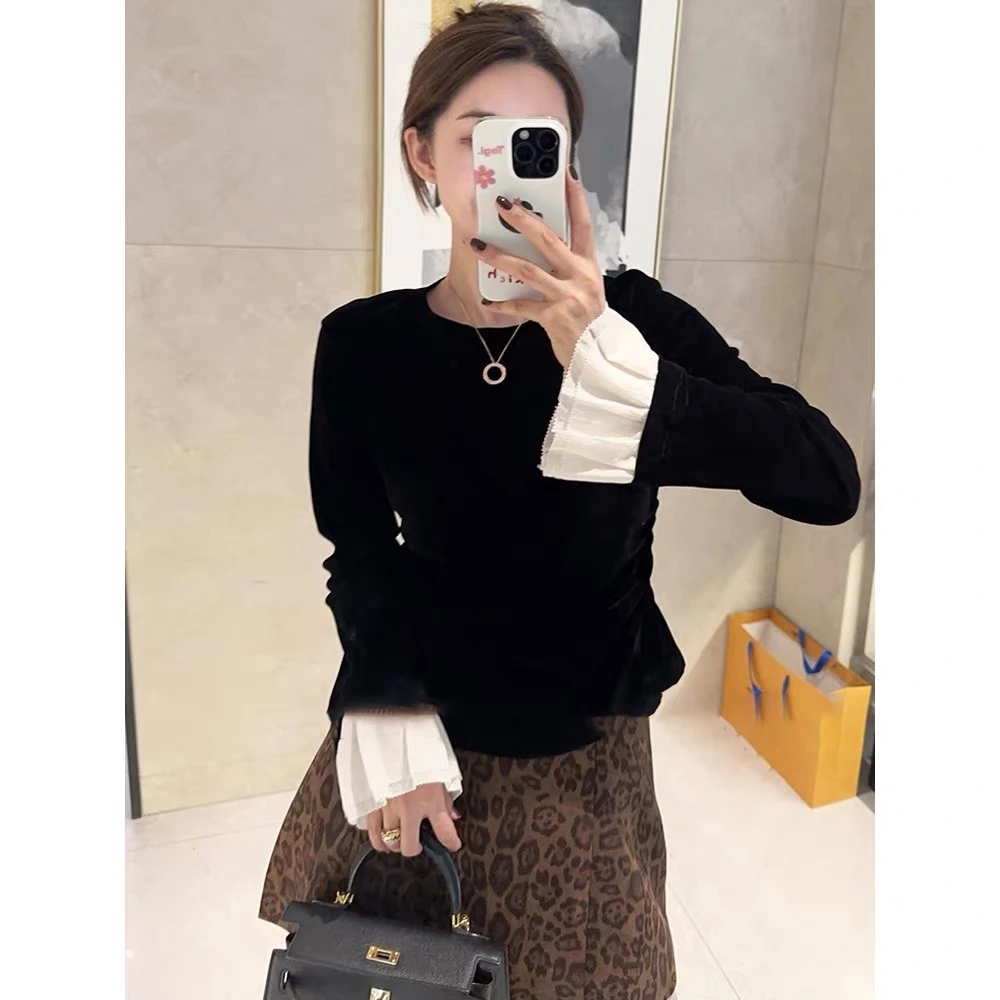 Nalian/拿恋豆子优选-早秋高端丝绒长袖t恤内搭打底衫女  DZ98613