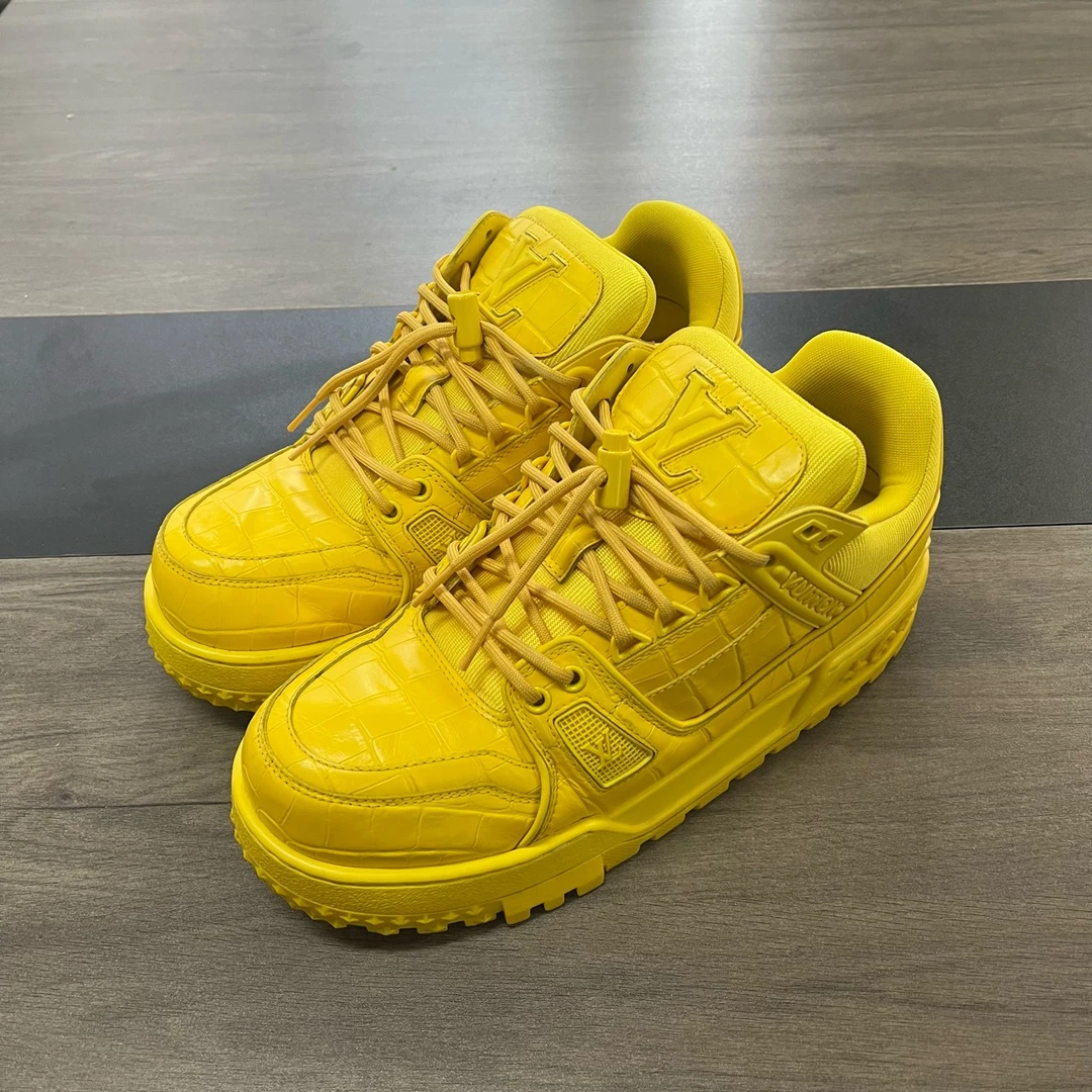 95新 LouisVuitton/路易威登 LV trainer黄色鳄鱼纹胖丁 41码