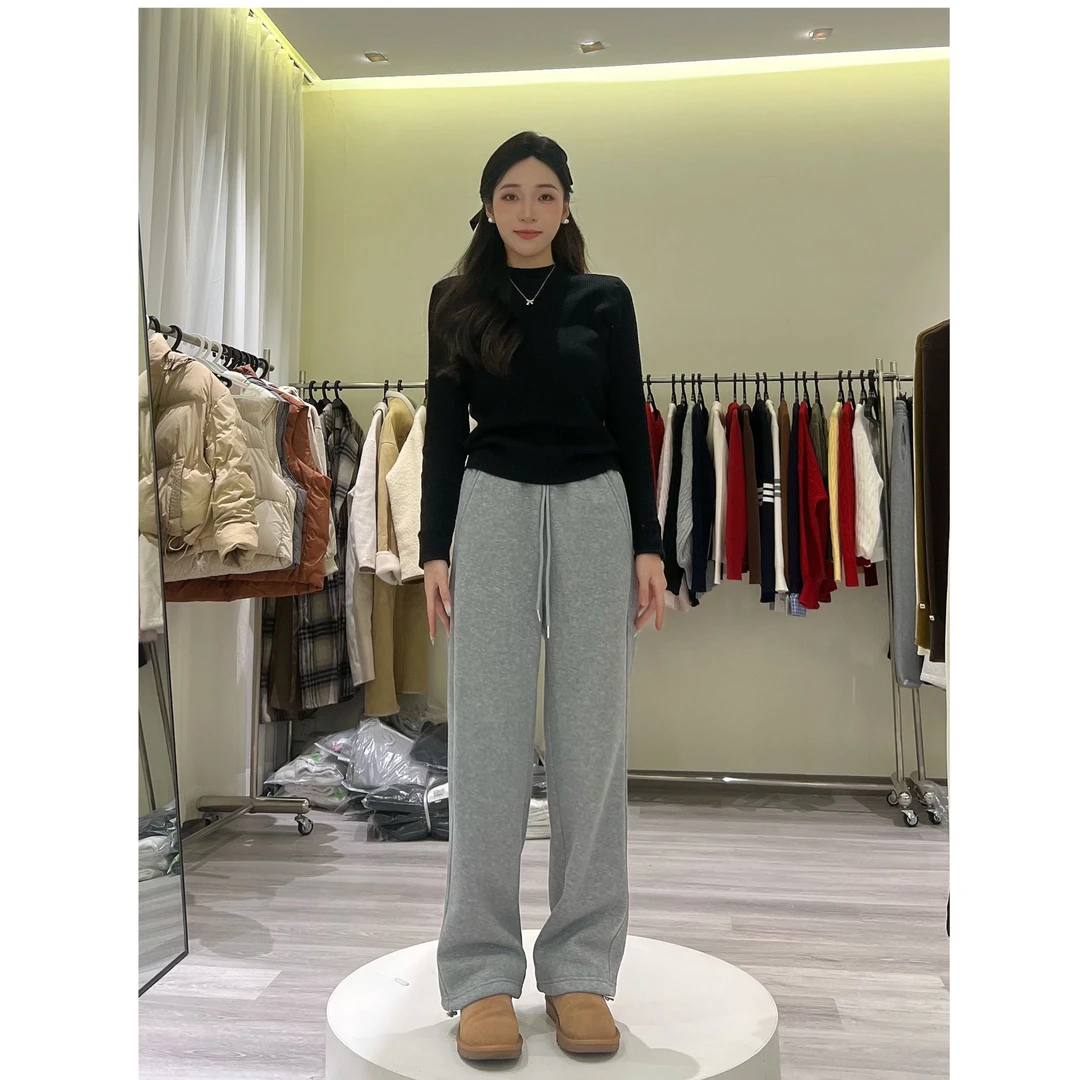 【冬款加绒】窄版直筒显瘦微宽抽绳束脚两穿卫裤休闲裤