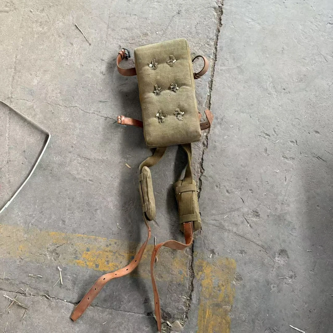 怀旧老货1950年代双肩背具收藏亚麻背具百搭