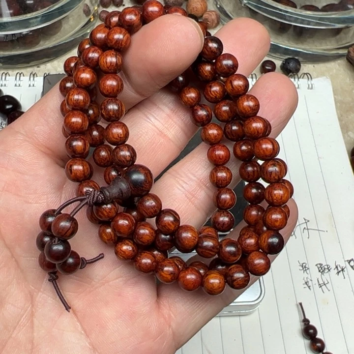 降真香手串/手链海南红降06*108圆珠黄金微瑕