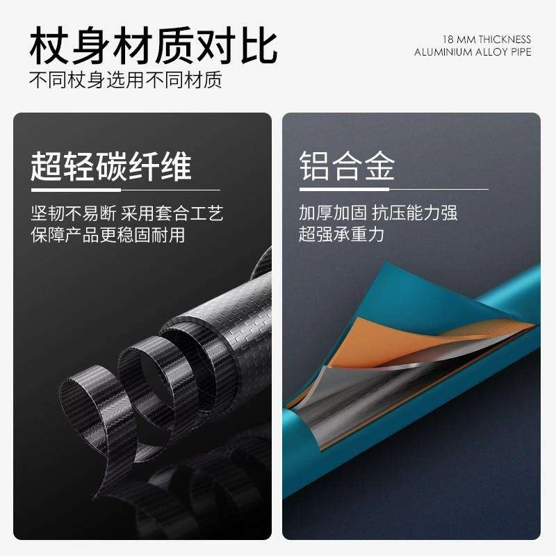 德国超轻折叠登山杖铝合金外锁三节伸缩手杖户外徒步爬山仗棍装备