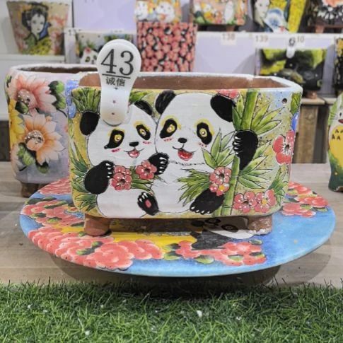 红泥花盆景德镇陶瓷