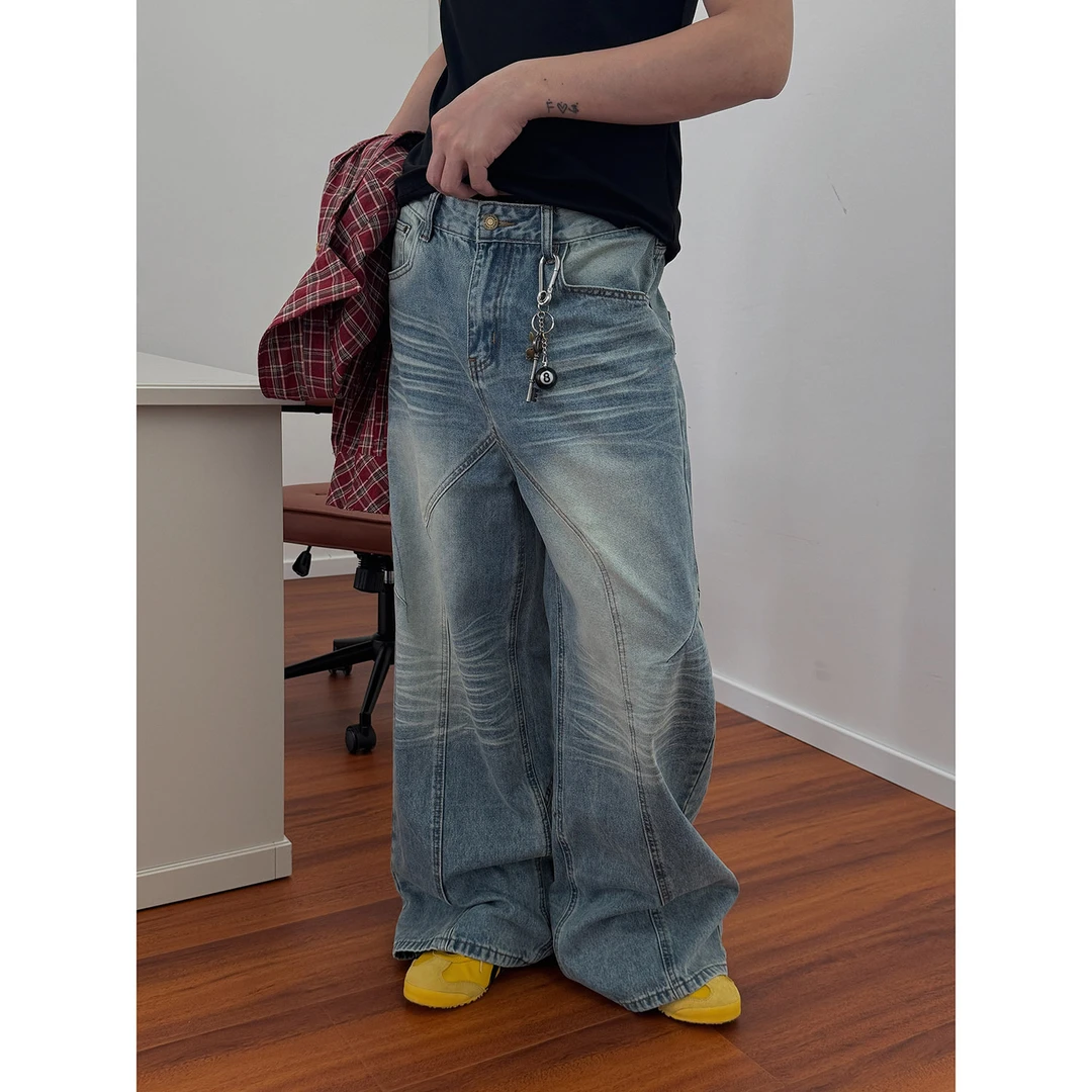 19studio WAYNEPRINCE美式复古重磅设计感解构小众男女宽松牛仔裤