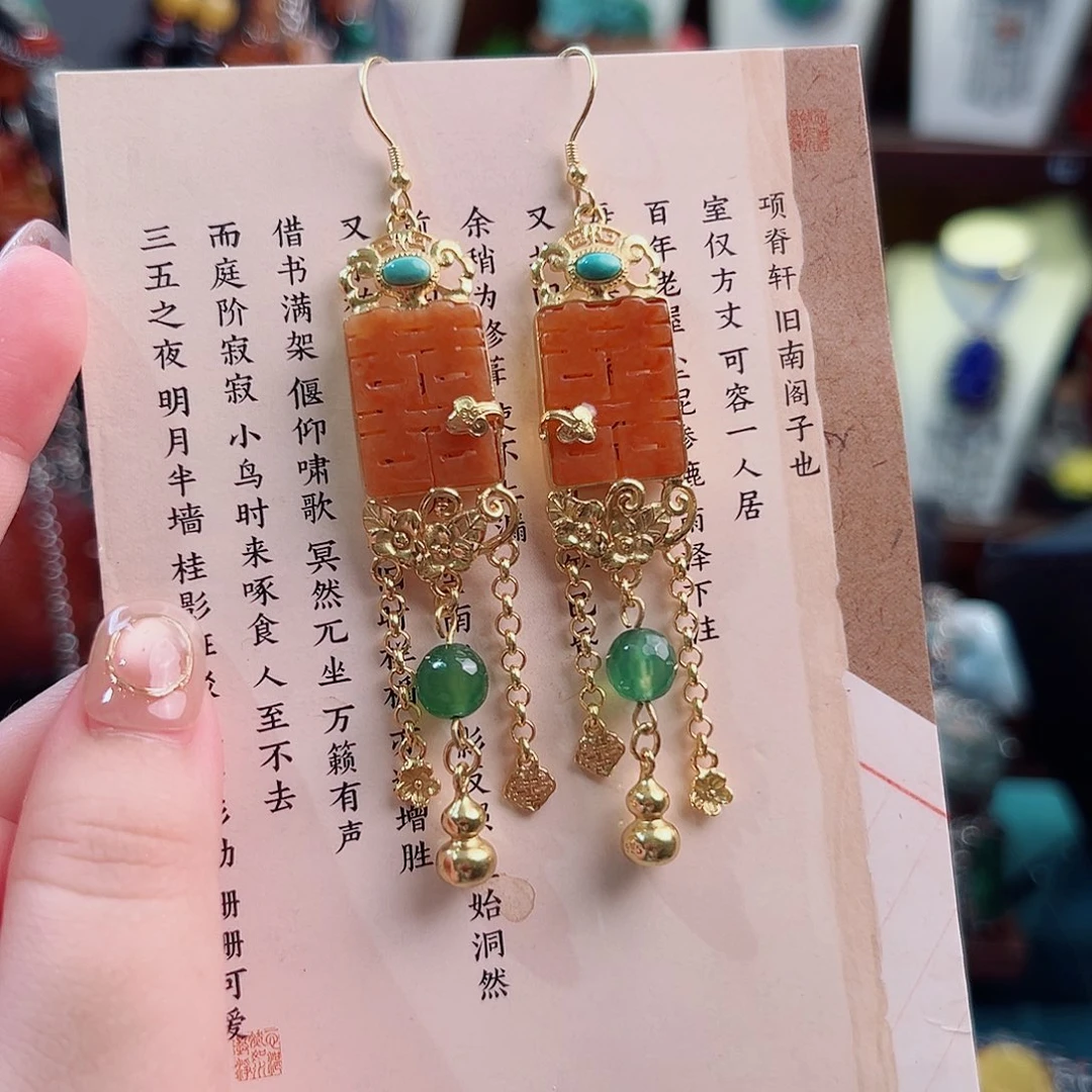 925银珐琅国风复古设计耳环