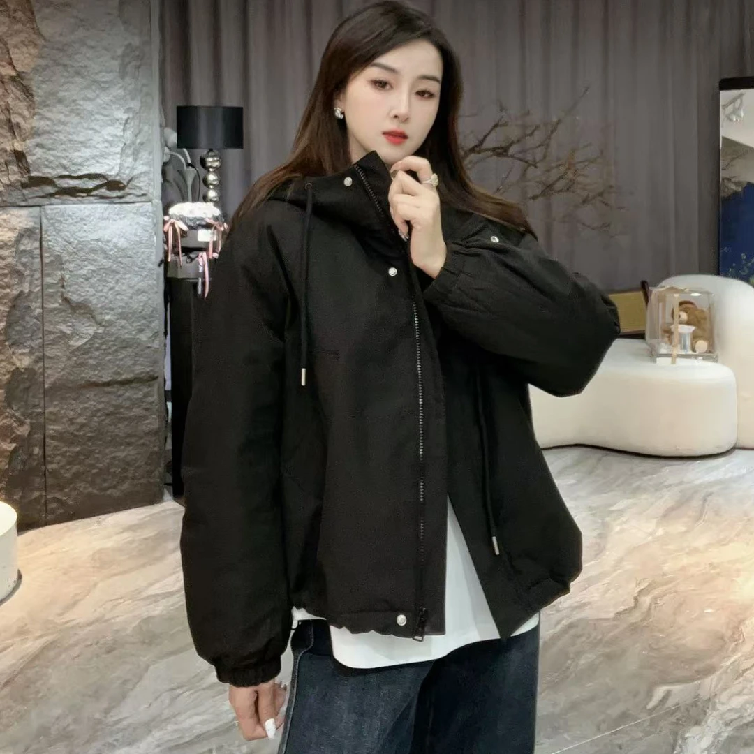 8822秋冬新款时尚夹棉抽绳连帽短外套宽松冲锋衣夹克上衣