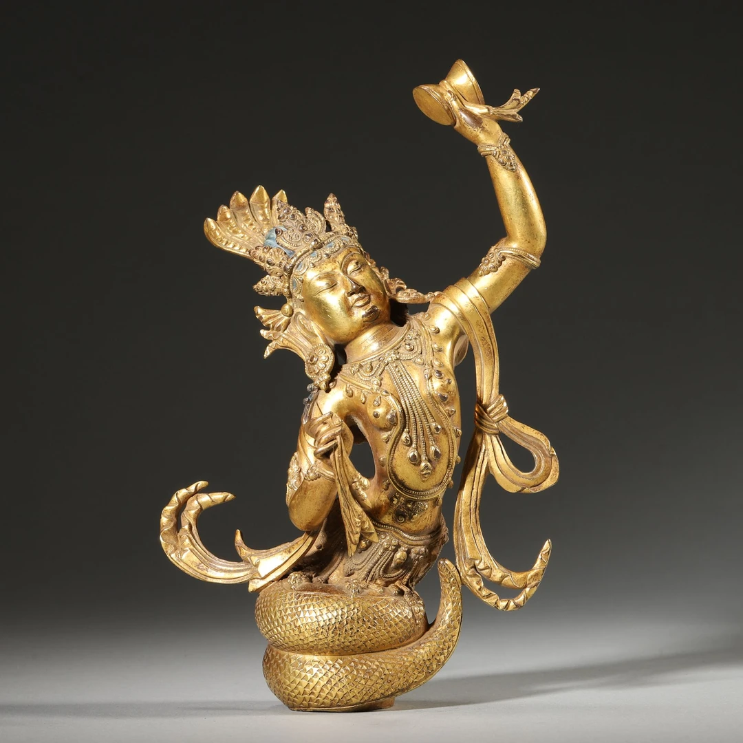 Lot31清代 铜鎏金龙树菩萨像