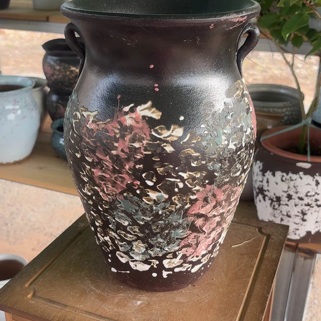 紫砂花盆油画口径20高度32福利