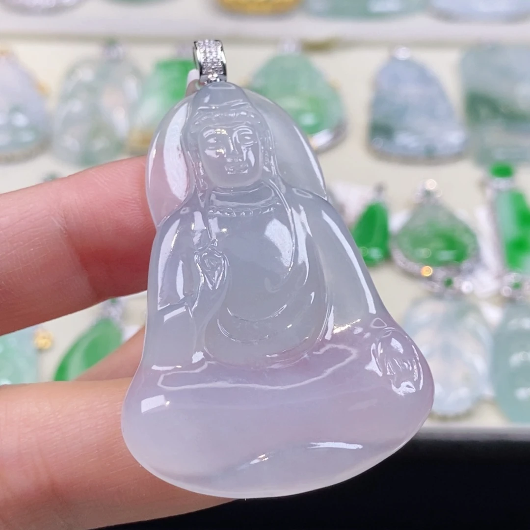 翡翠18K金镶嵌颈饰缅甸天然a货翡翠