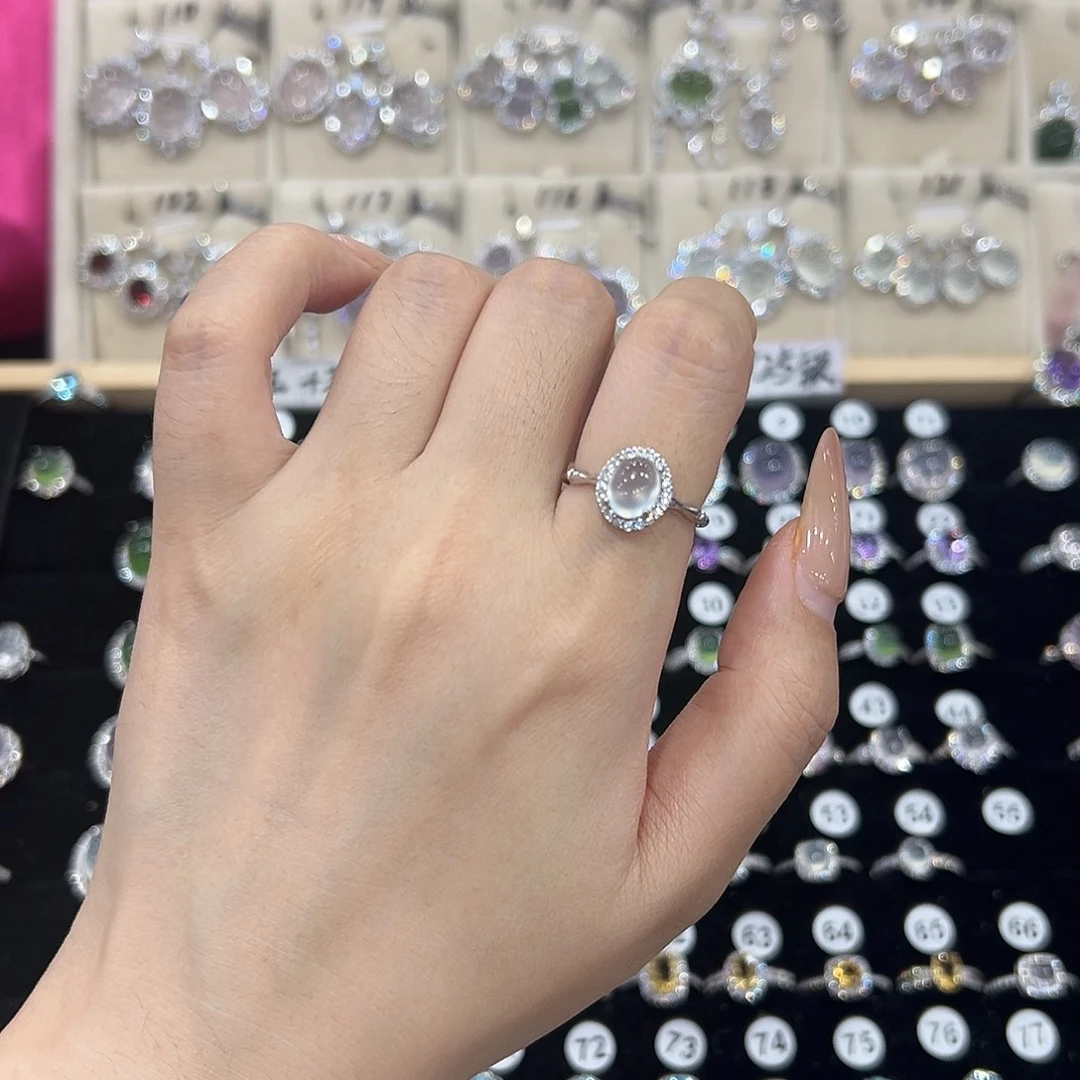 蛇纹石玉银S925镶嵌戒指