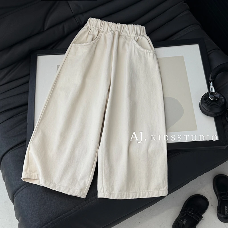 阿卷2025秋装韩版儿童时尚纯色简约棉布百搭休闲裤MPG5119