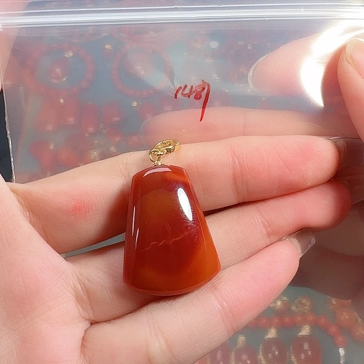 南红玛瑙银S925镶嵌吊坠