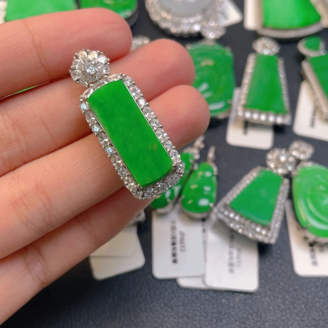 翡翠银S925镶嵌吊坠(不含链)