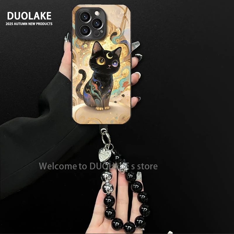 适用于苹果/oppo/华为/vivo/小米敦煌猫咪电镀玻璃手链防摔手机壳