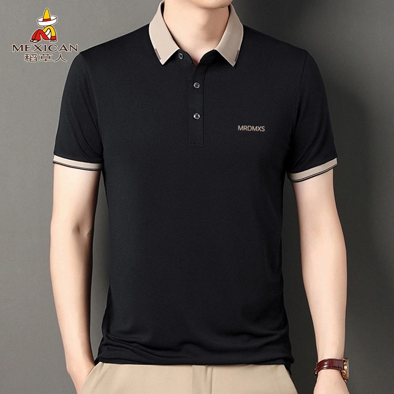 Mexican/稻草人男士短袖polo衫夏季商务休闲半袖上衣翻领薄款t恤