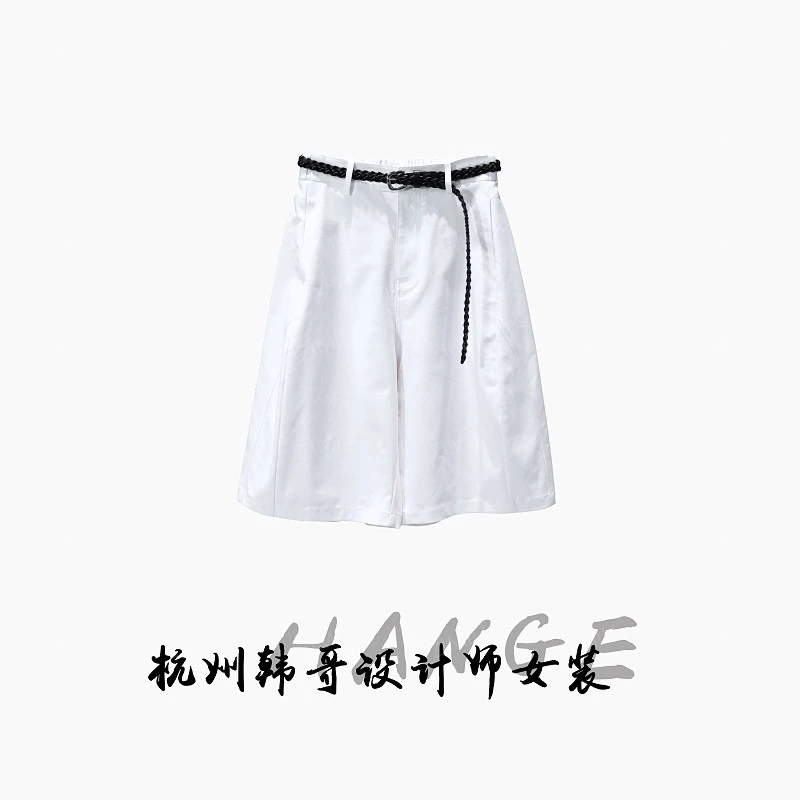 【韩哥女装】小众欧版设计师款象牙白高腰时尚A字版重工短裤9371-H2