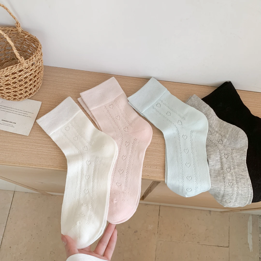 【爱心讯号】网眼短袜|夏季超薄纯色ins潮韩系可爱学院风休闲短筒袜