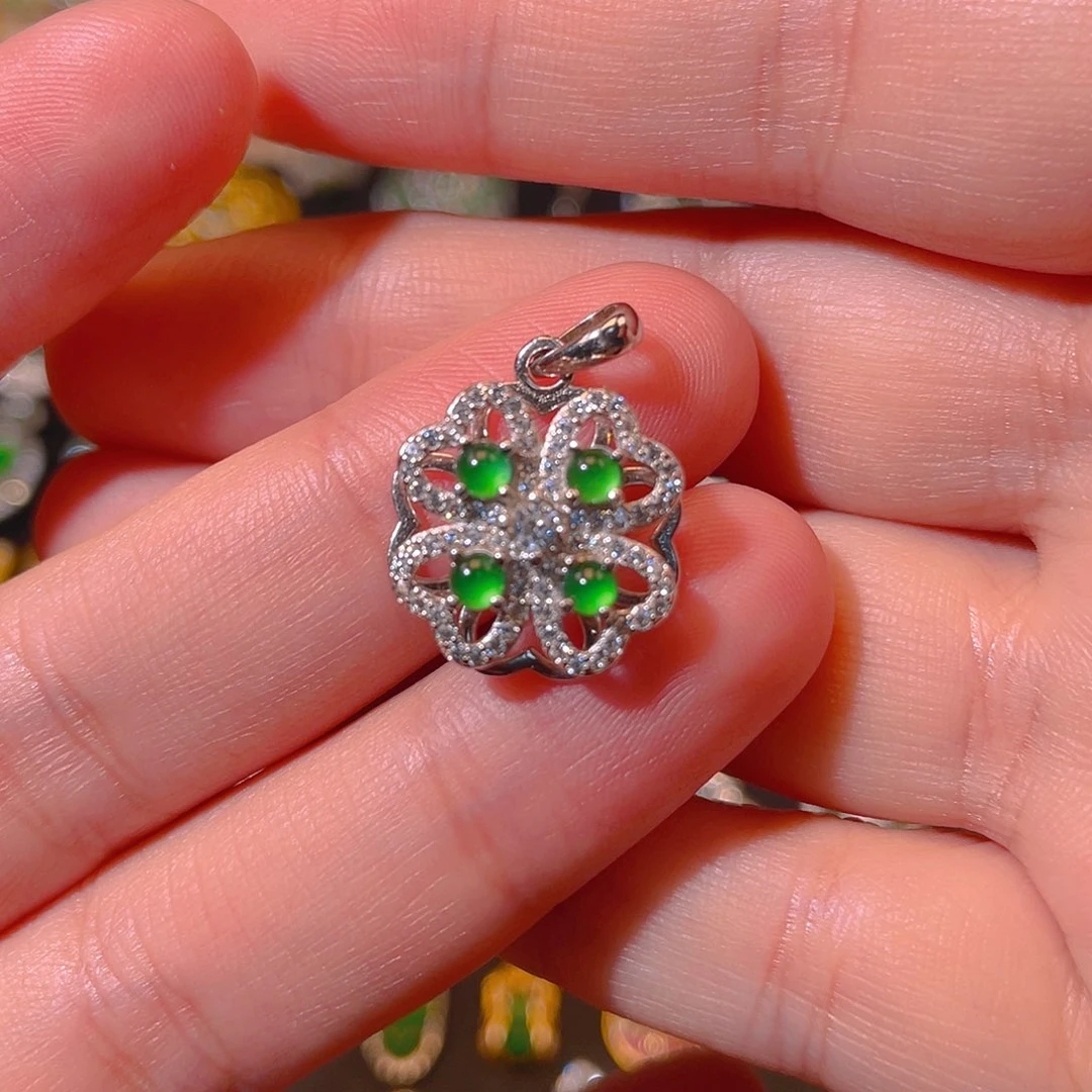 翡翠银S925镶嵌吊坠(不含链)