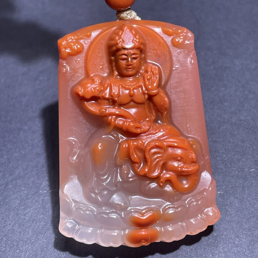 普贤菩萨守护神生肖龙蛇手工精雕男女款玉牌