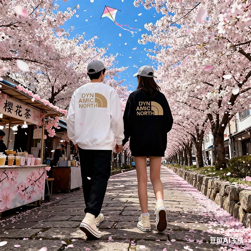 动感北面秋冬新款圆领卫衣加厚加绒情侣同款轻奢国潮男装百搭上衣