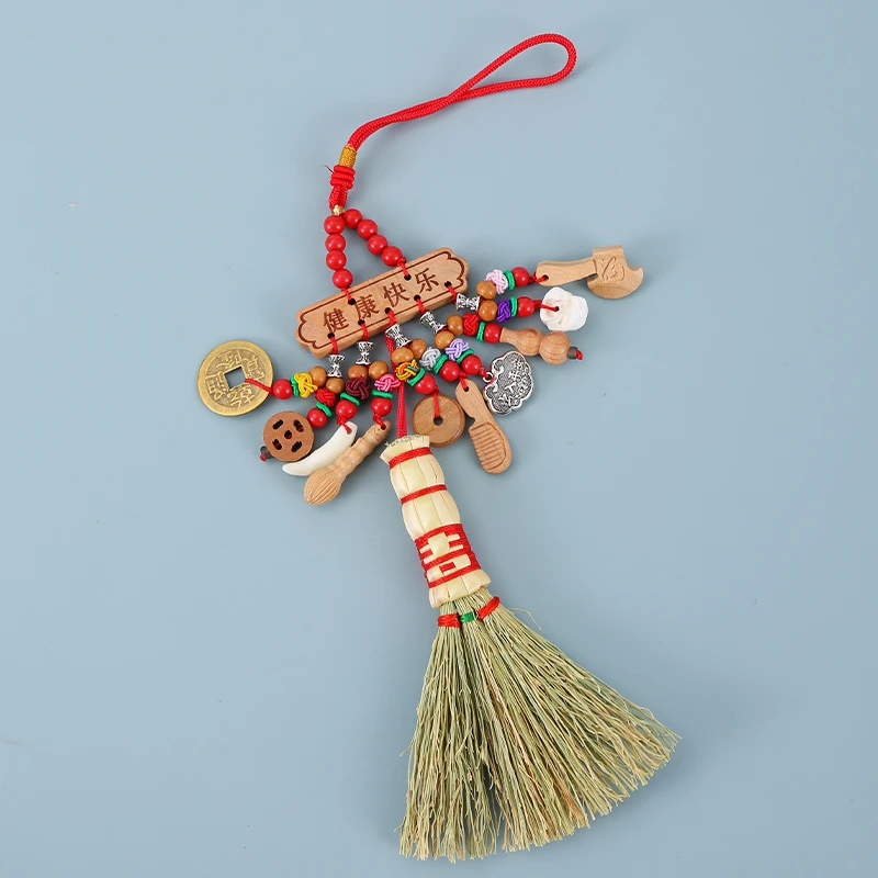 高粱苗小扫把民俗笤帚婴儿小孩压惊迷你扫帚挂件床头吉祥桃木安睡