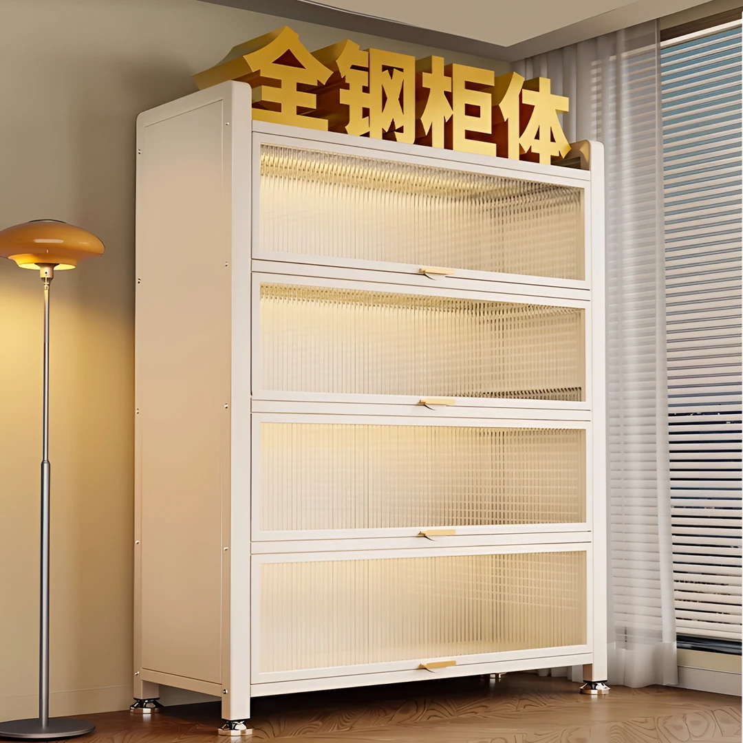 钢制书柜带门儿童书架防尘储物柜家用展示柜卧室落地置物架收纳柜