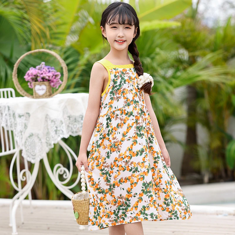 女童A类A字裙女背带裙夏季碎花连衣裙夏装女童裙子宝宝